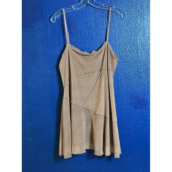 Urban Outfitters Moxie Mesh Mini Slip Dress Brown Size L Lined Casual Travel - Picture 4 of 12